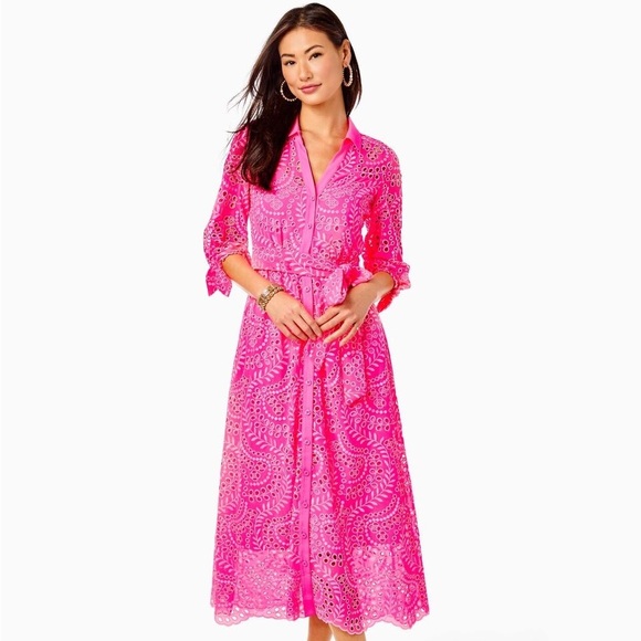 NWT Lilly Pulitzer Amrita Eyelet Midi Dress - Size 4 - Picture 7 of 7